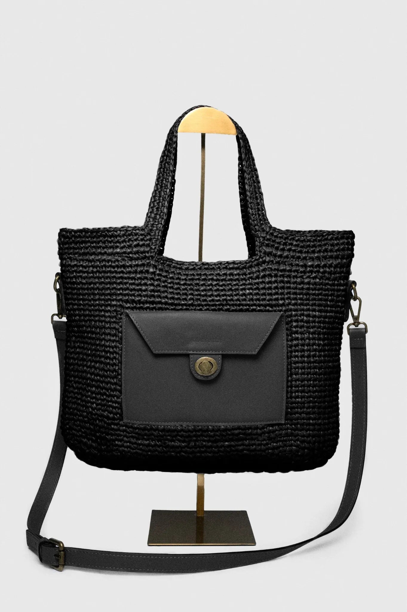 The LIDO Straw Tote Black
