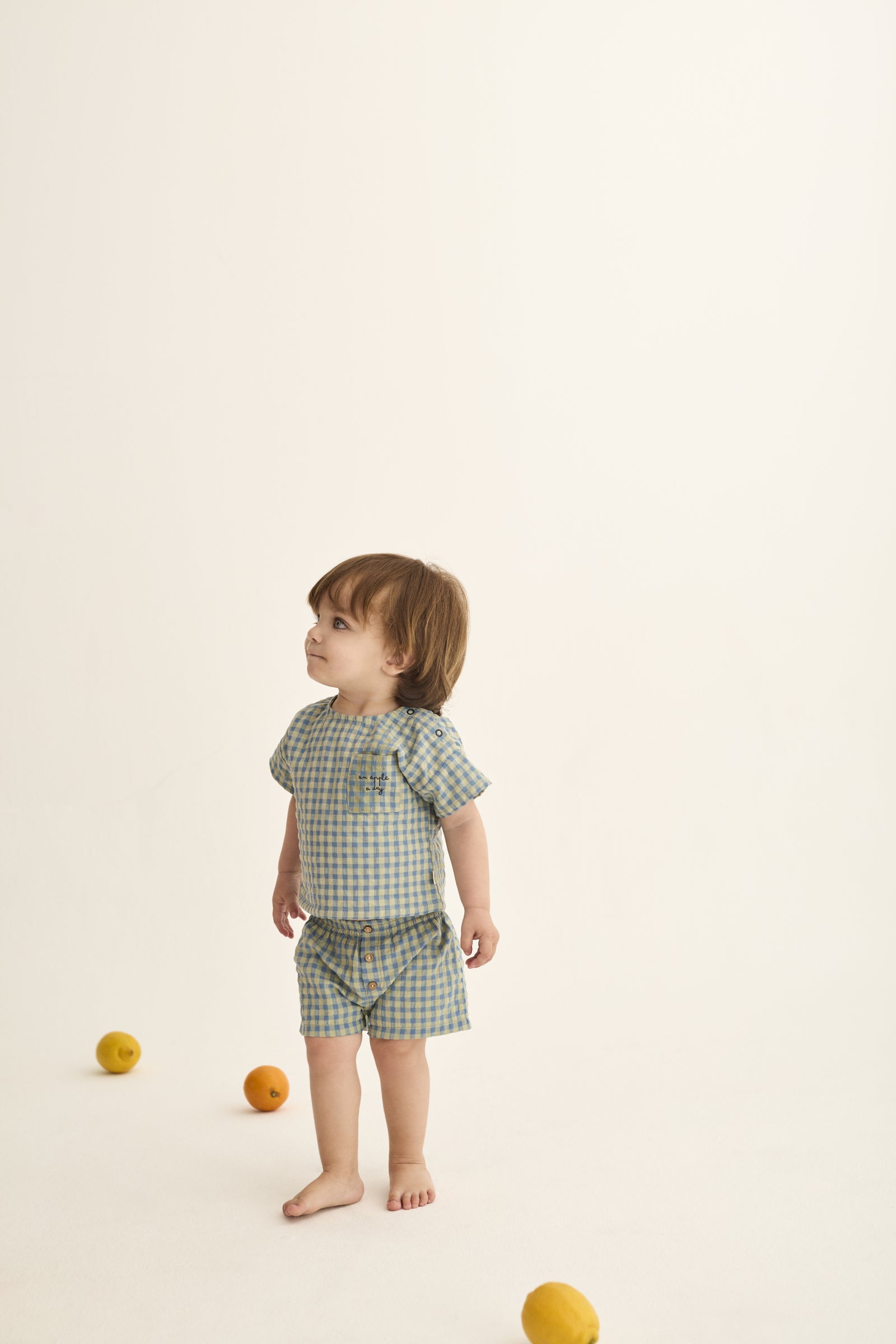 Blue Gingham Cotton Baby Set