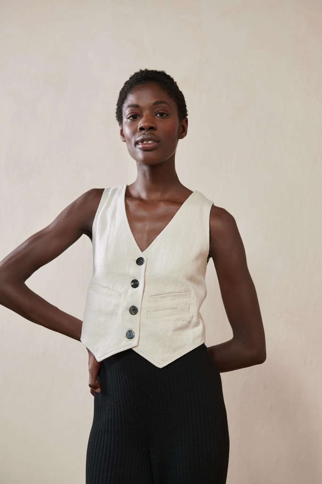 Farra Vest | Bone | Organic + Undyed