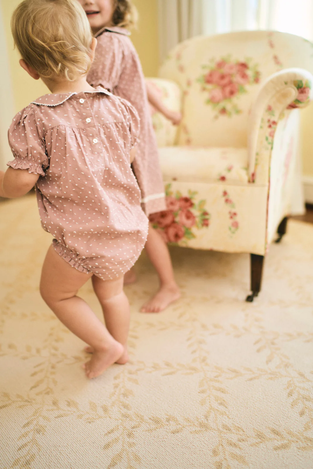 Emmy Bubble in Rose Swiss Dot