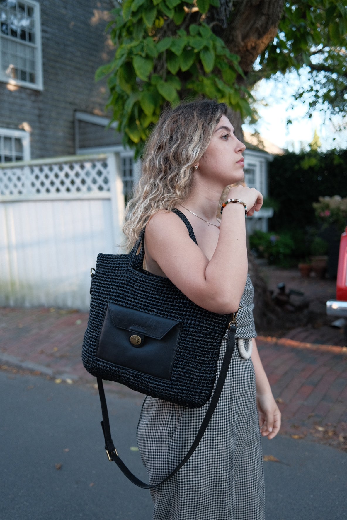 The LIDO Straw Tote Black