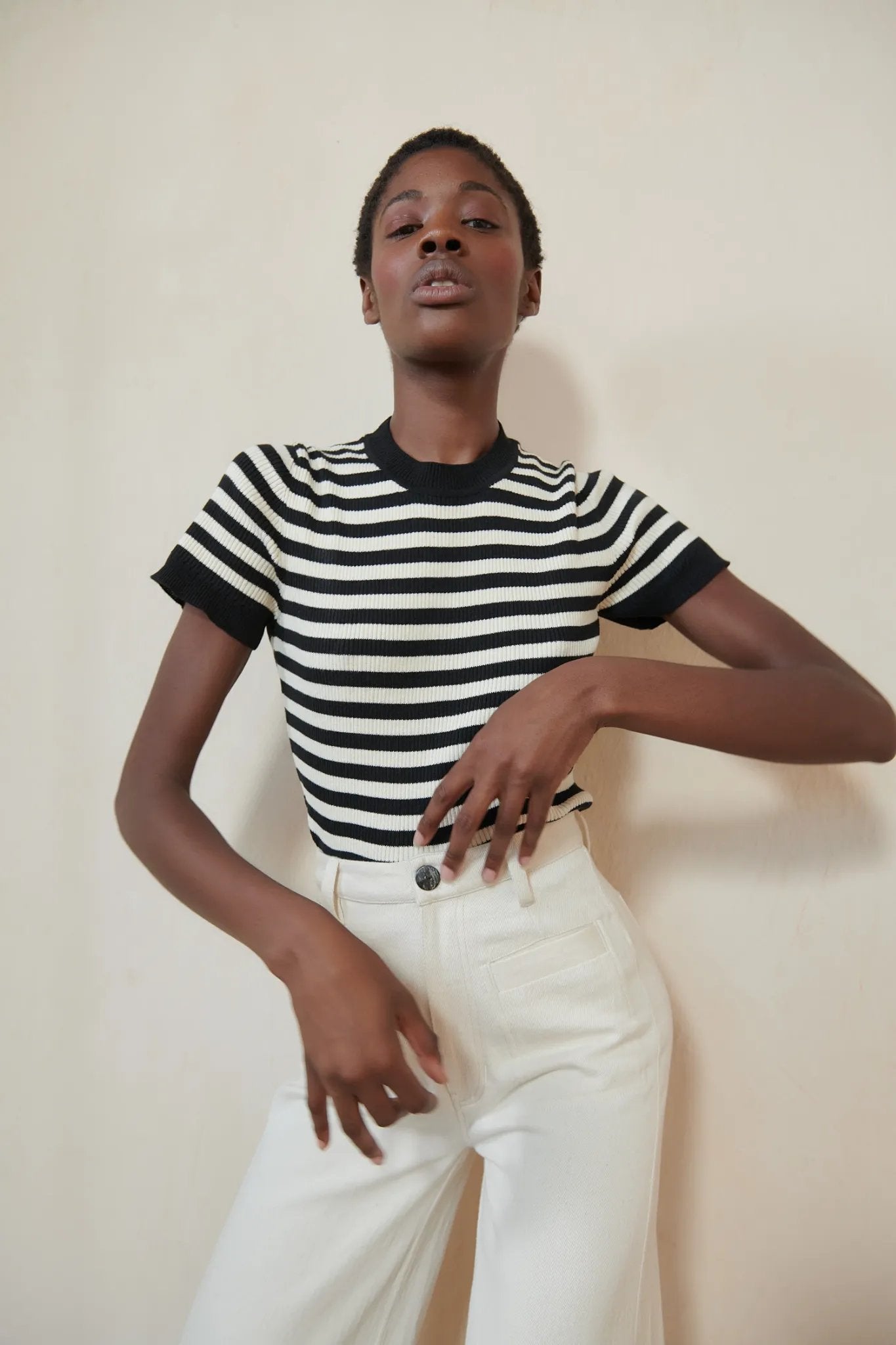 Jones Ribbed Tee| Stripe | Organic