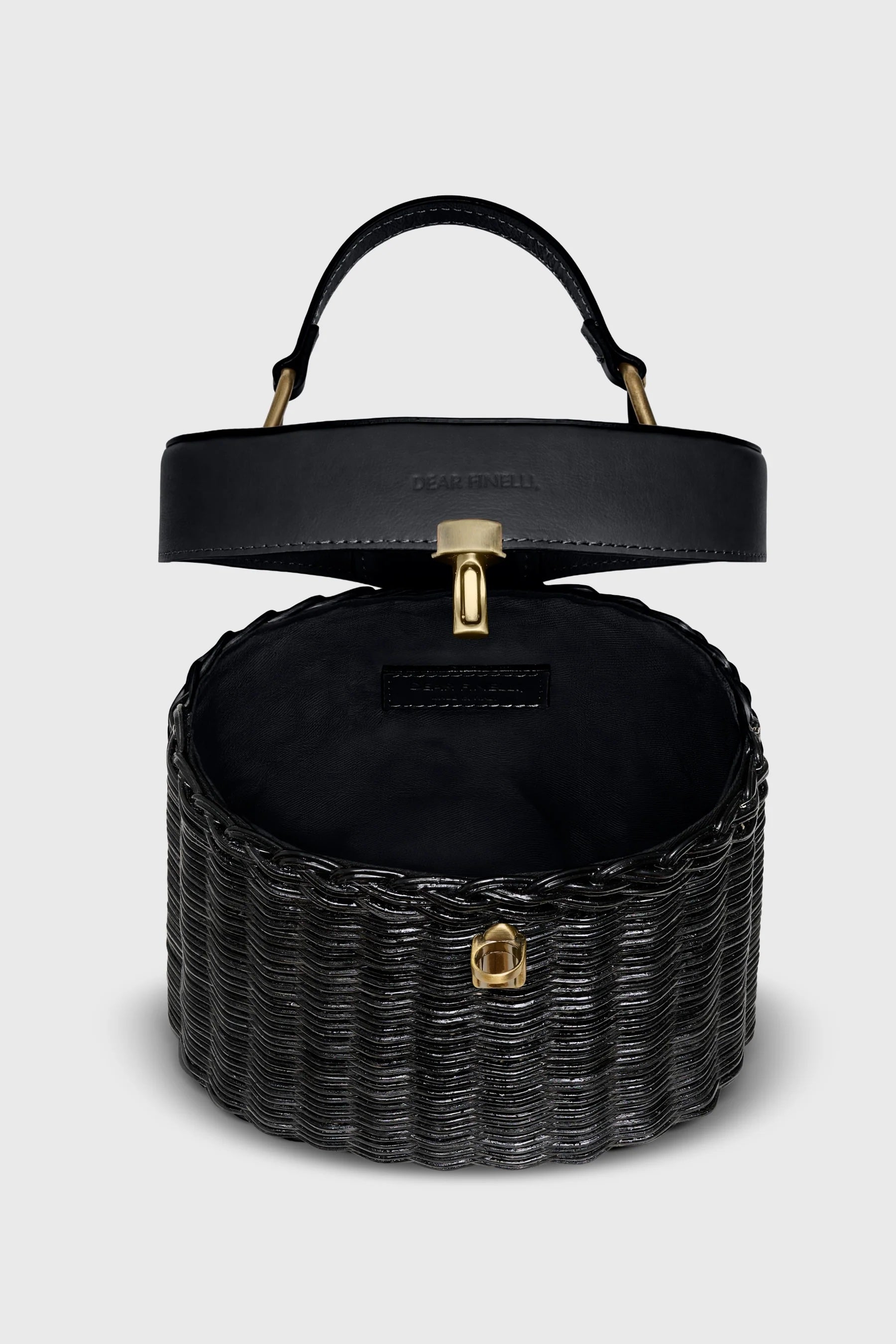 Sofie Wicker Bag - Black Wicker & Black Italian Leather