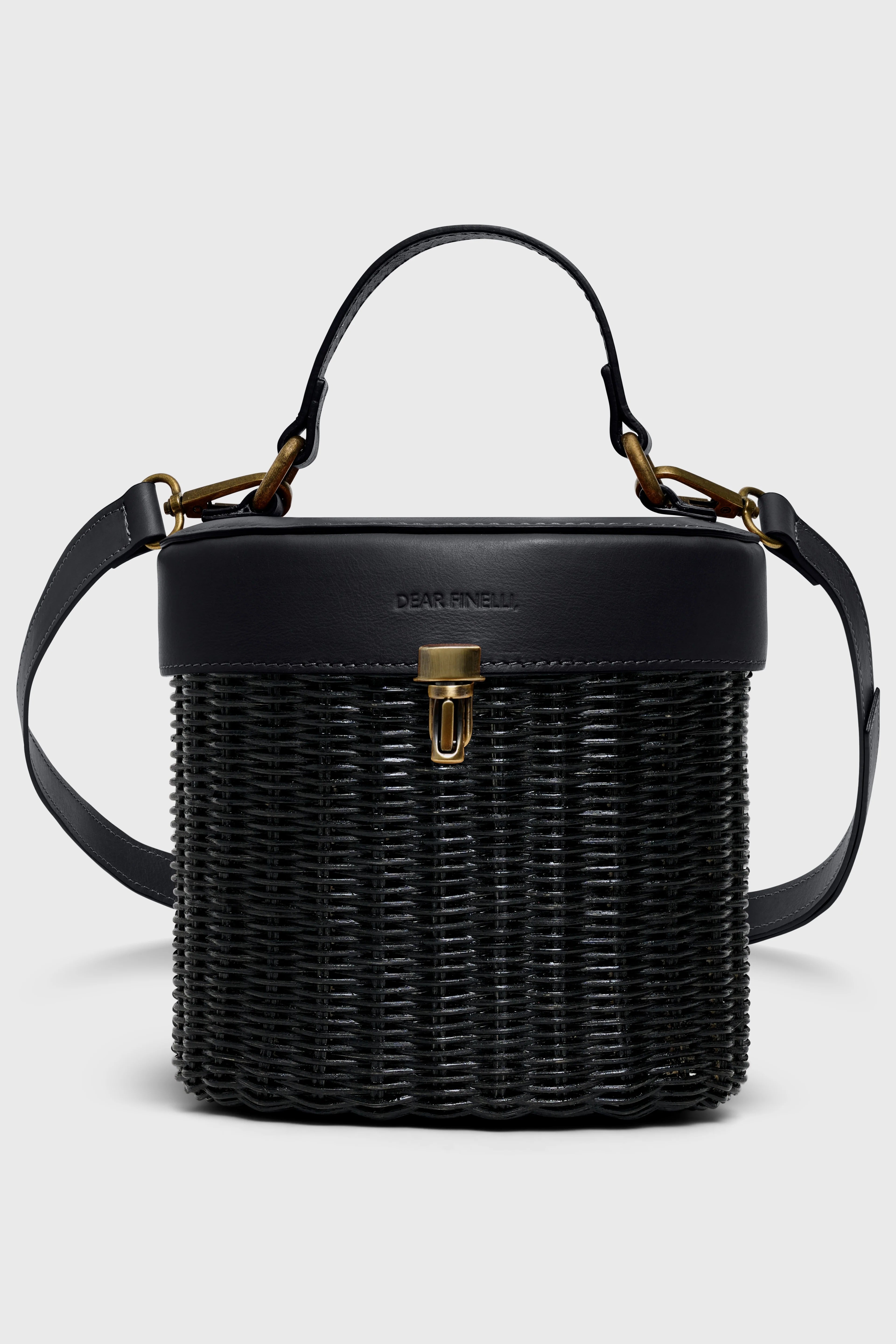 Sofie Wicker Bag - Black Wicker & Black Italian Leather