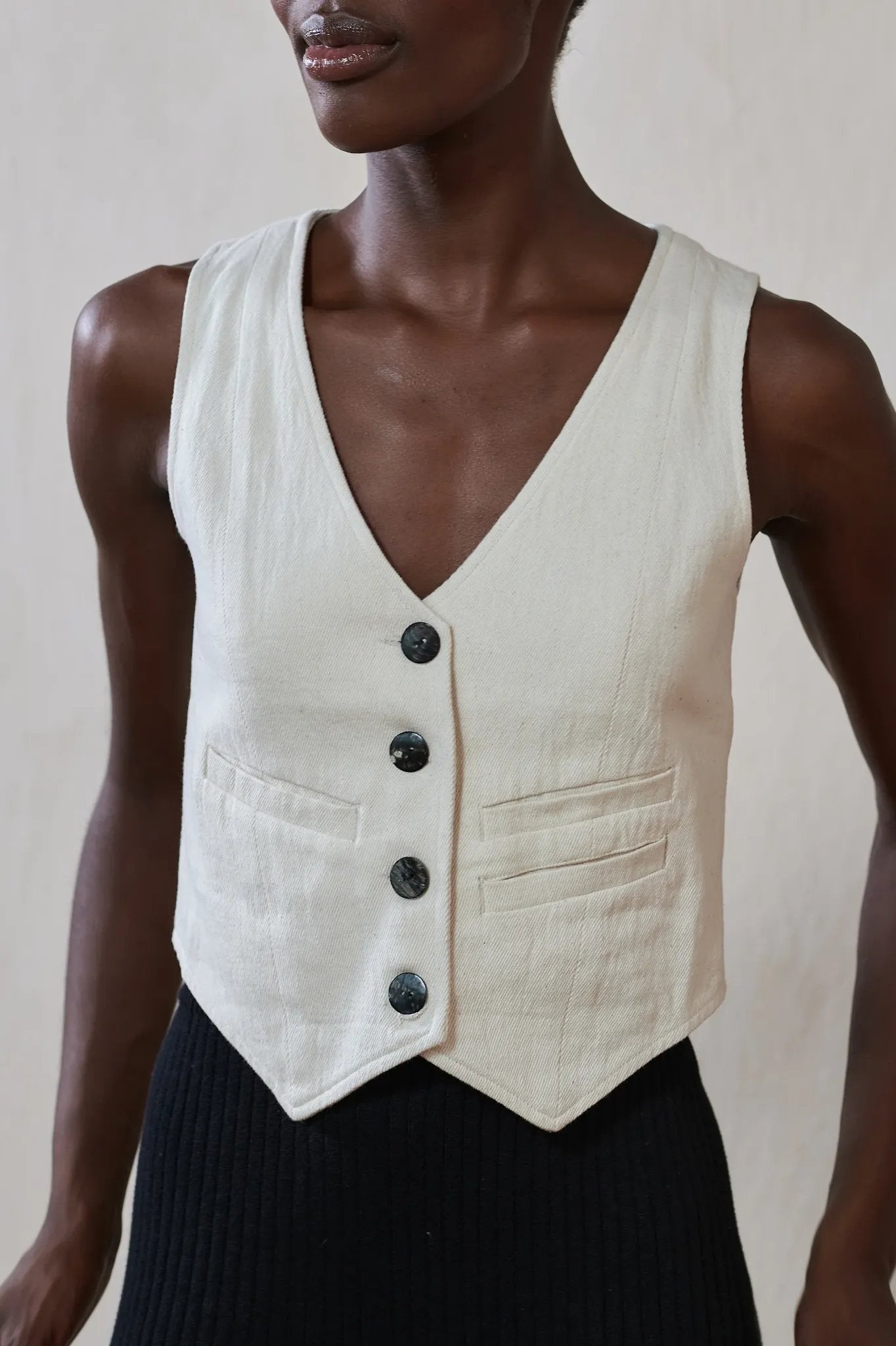 Farra Vest | Bone | Organic + Undyed