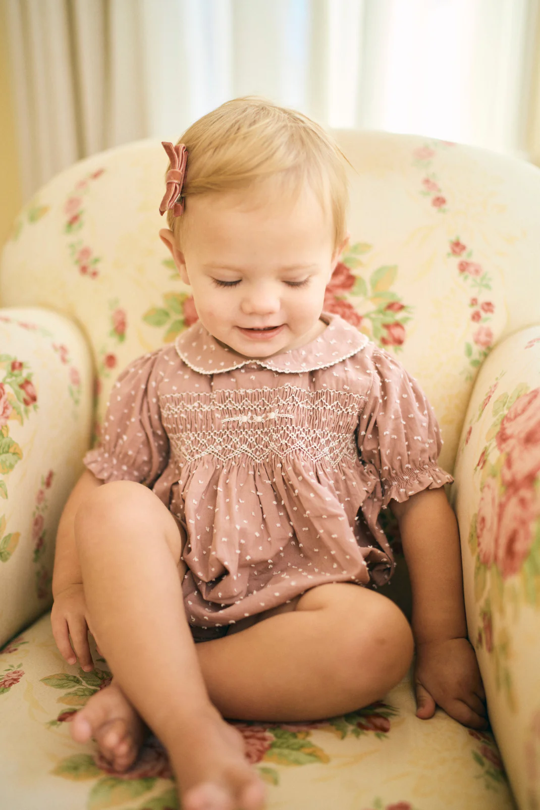 Emmy Bubble in Rose Swiss Dot