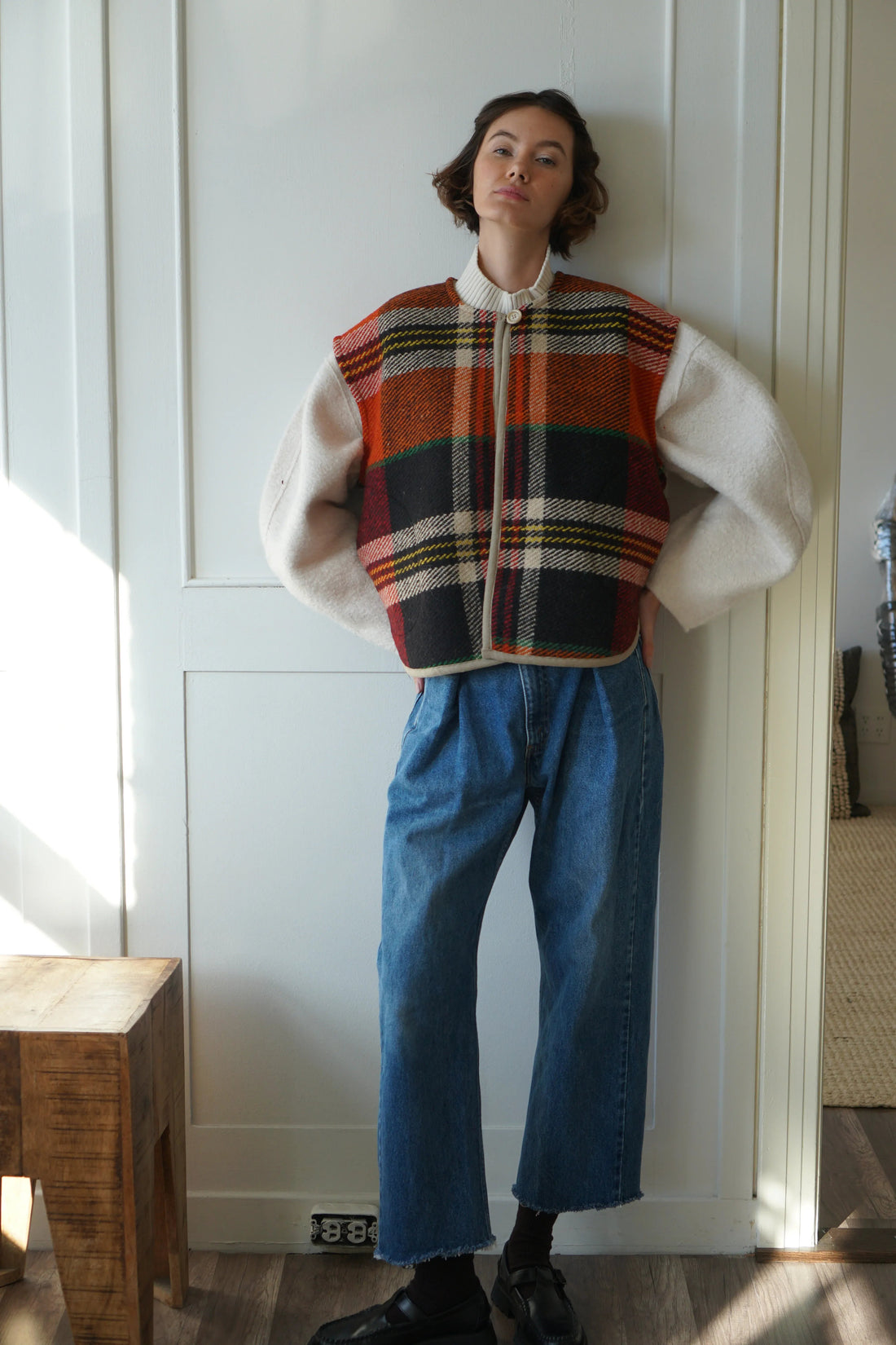 Upcycled Pleat Front Denim