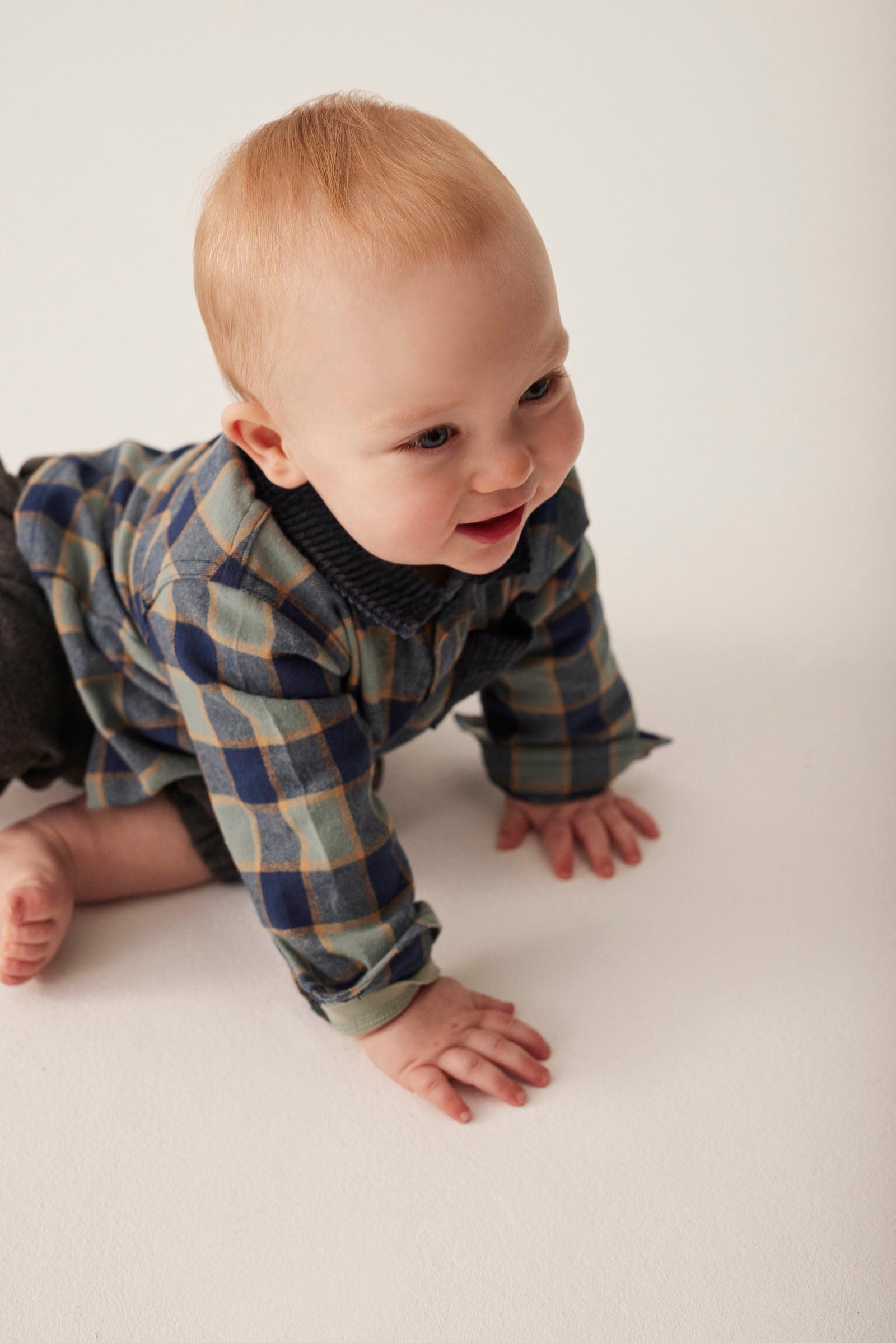 Check Flannel Baby Shirt Artic Blue