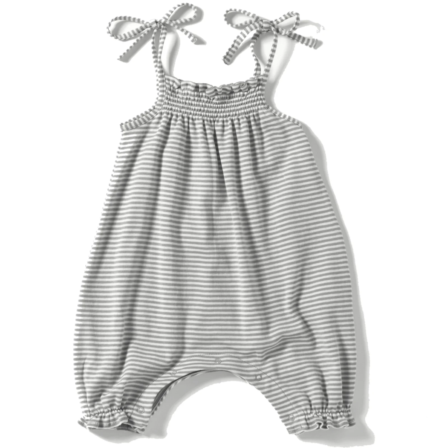 Petite Stripe Romper with Ties Graphite Stripe