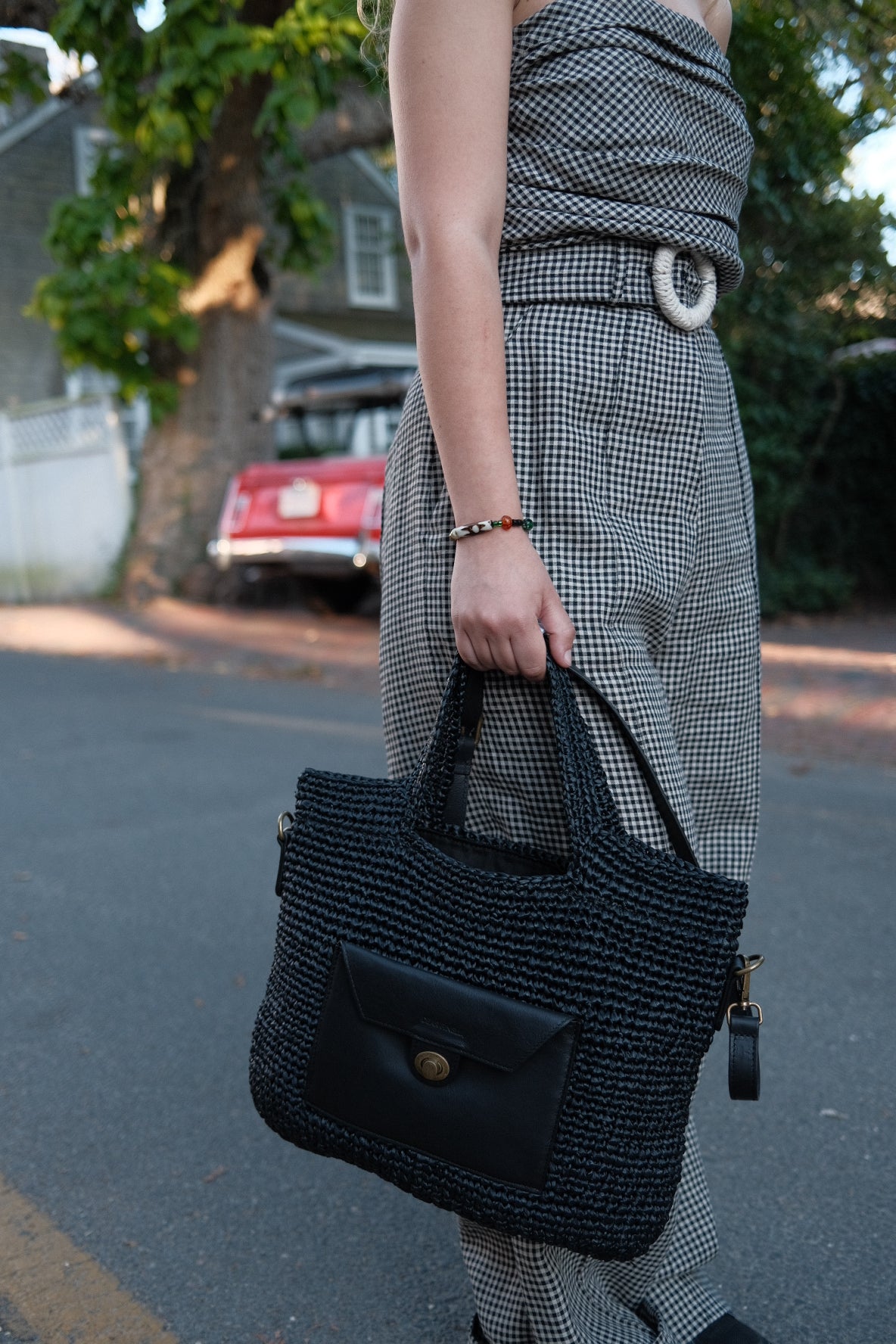The LIDO Straw Tote Black