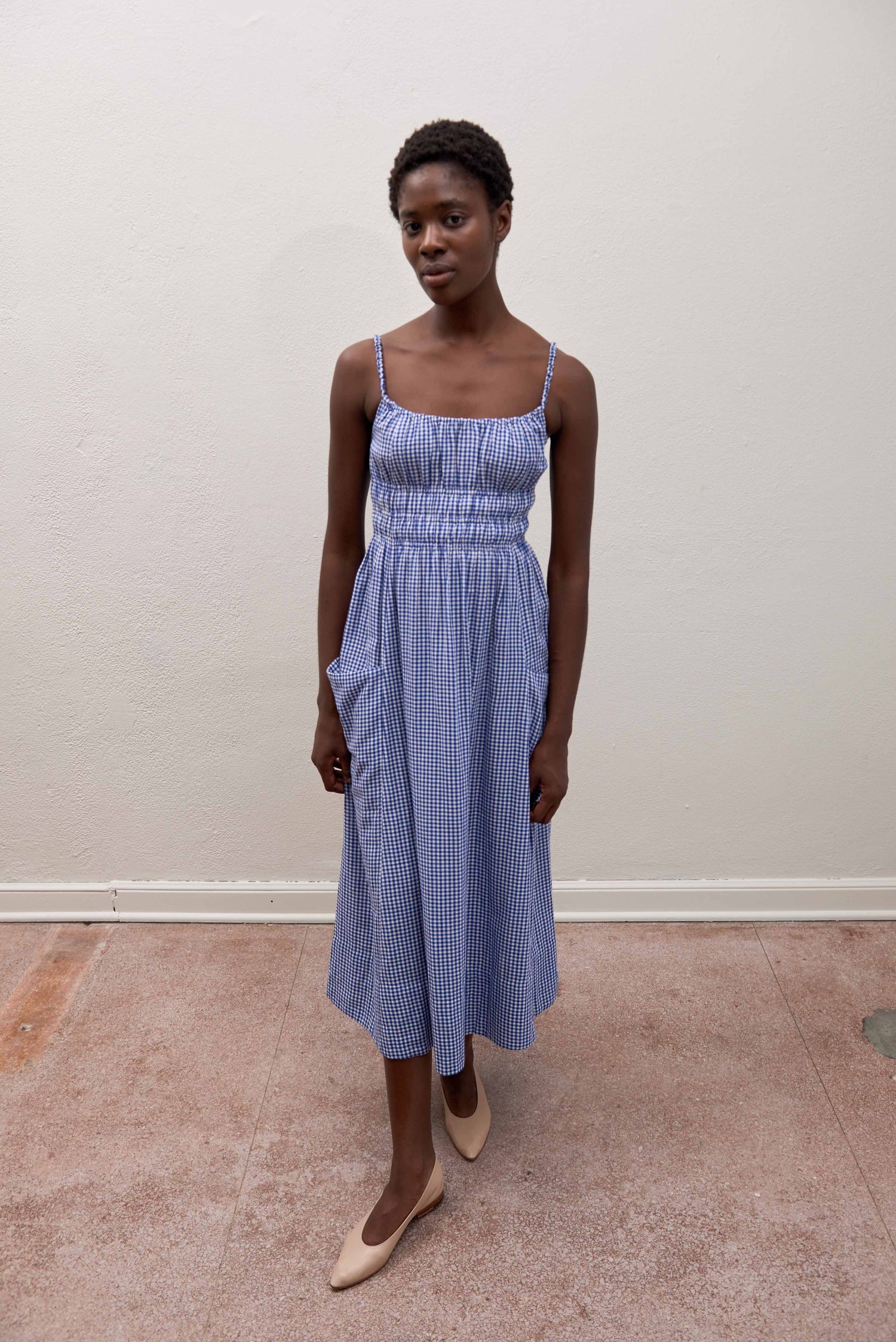 Matcha Dress | Indigo Gingham | Organic