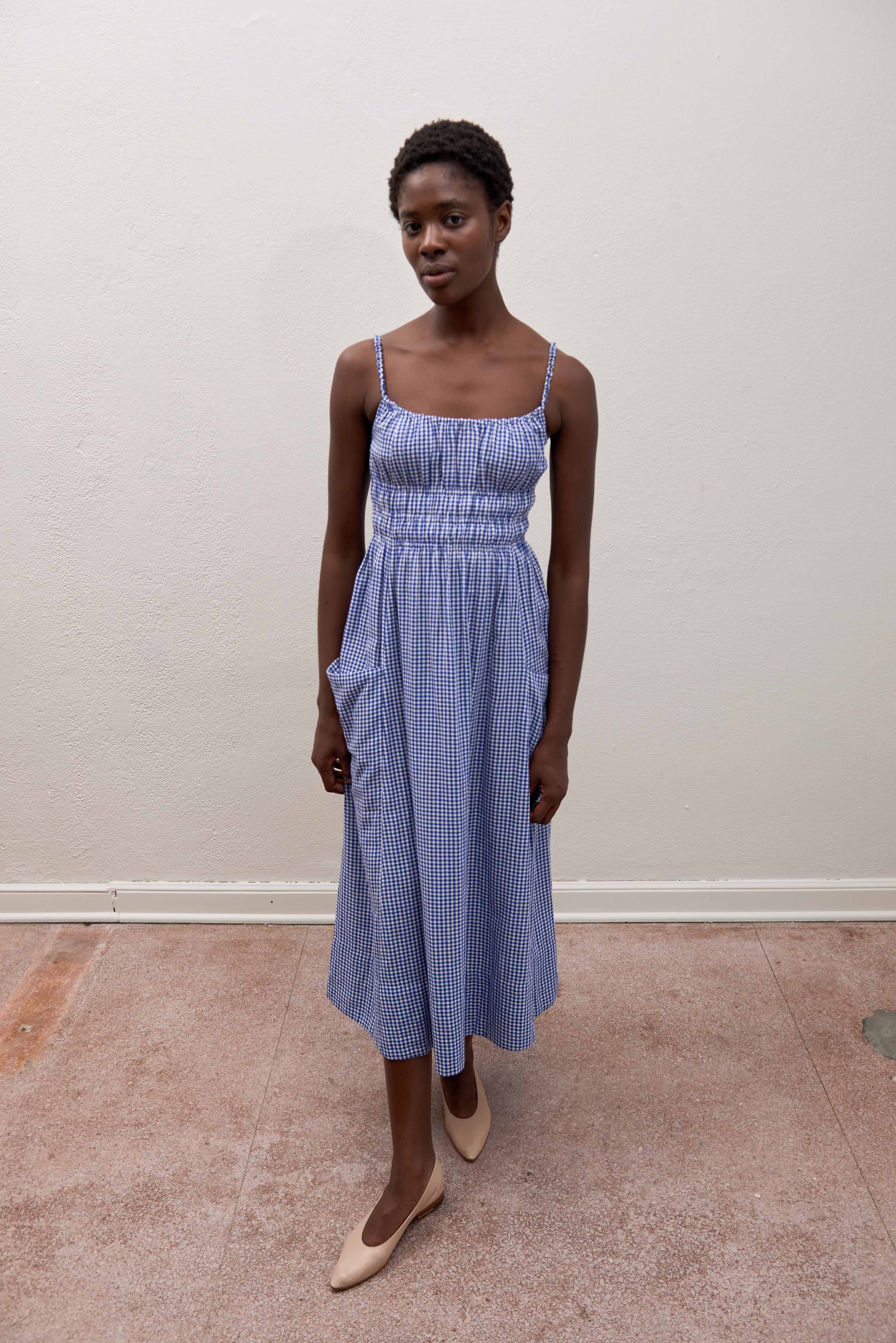 Matcha Dress | Indigo Gingham | Organic