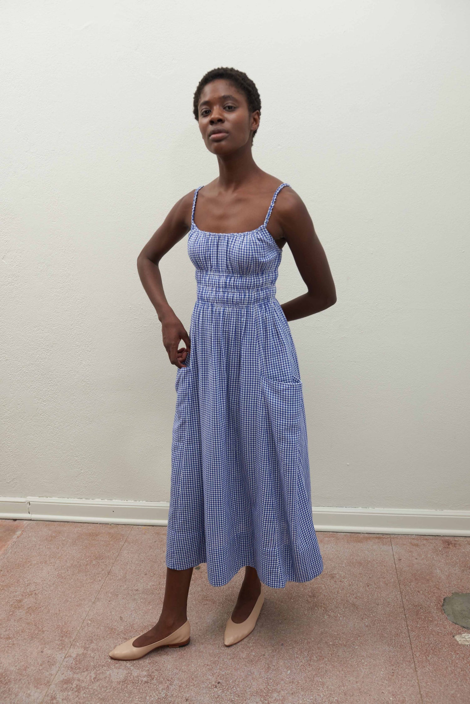 Matcha Dress | Indigo Gingham | Organic