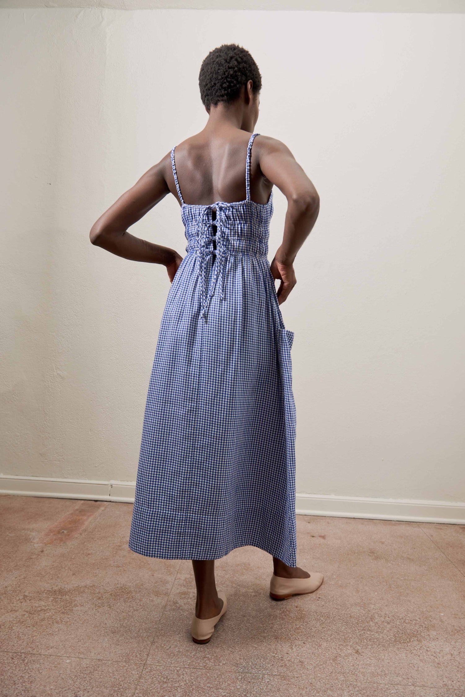 Matcha Dress | Indigo Gingham | Organic