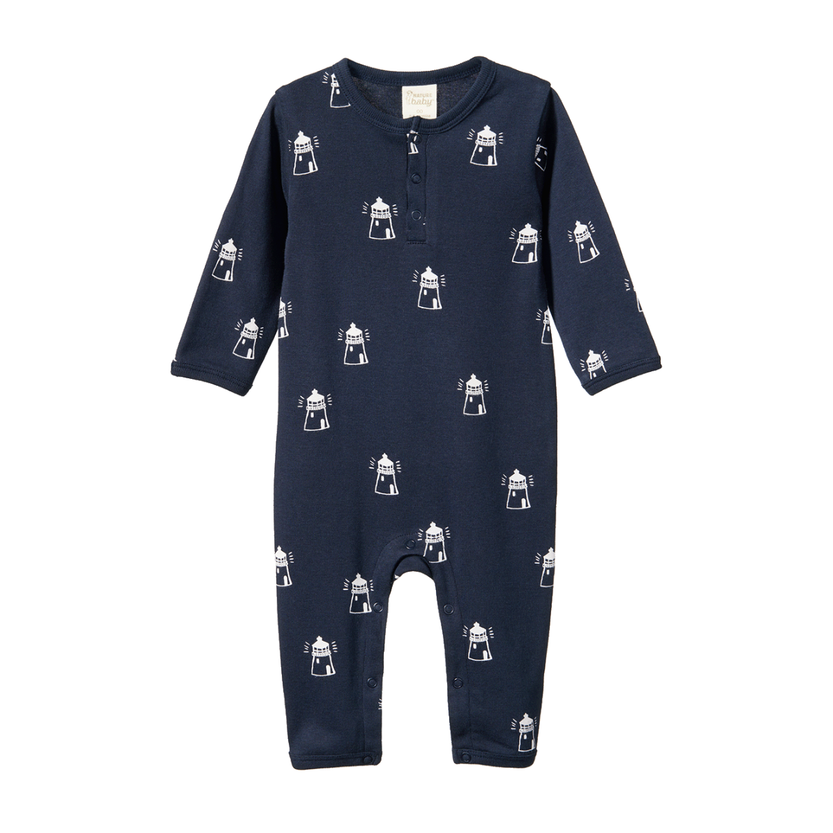 Henley Sleep Suit Lighthouse Print