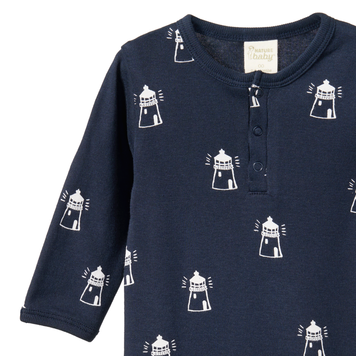 Henley Sleep Suit Lighthouse Print
