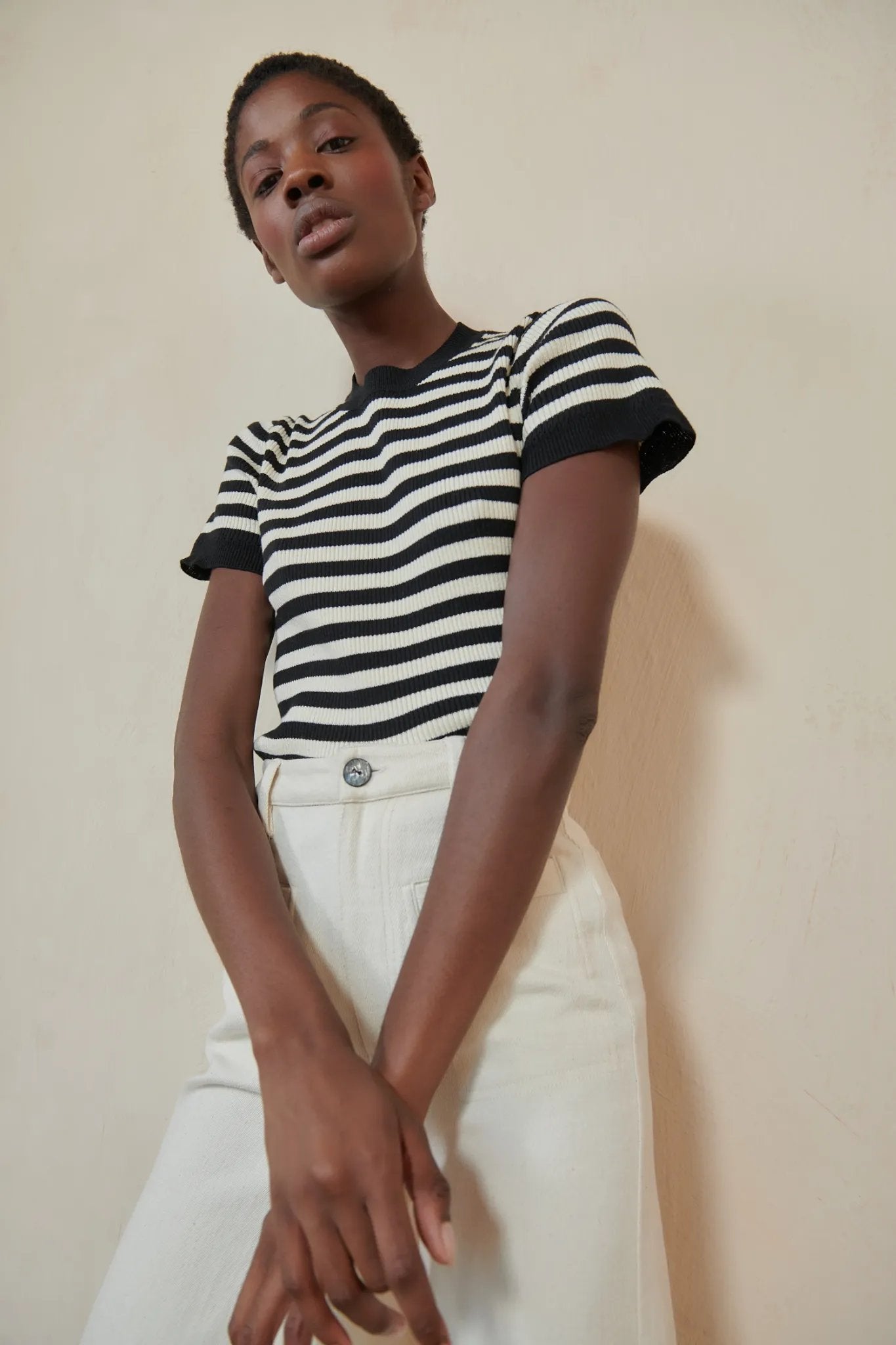 Jones Ribbed Tee| Stripe | Organic