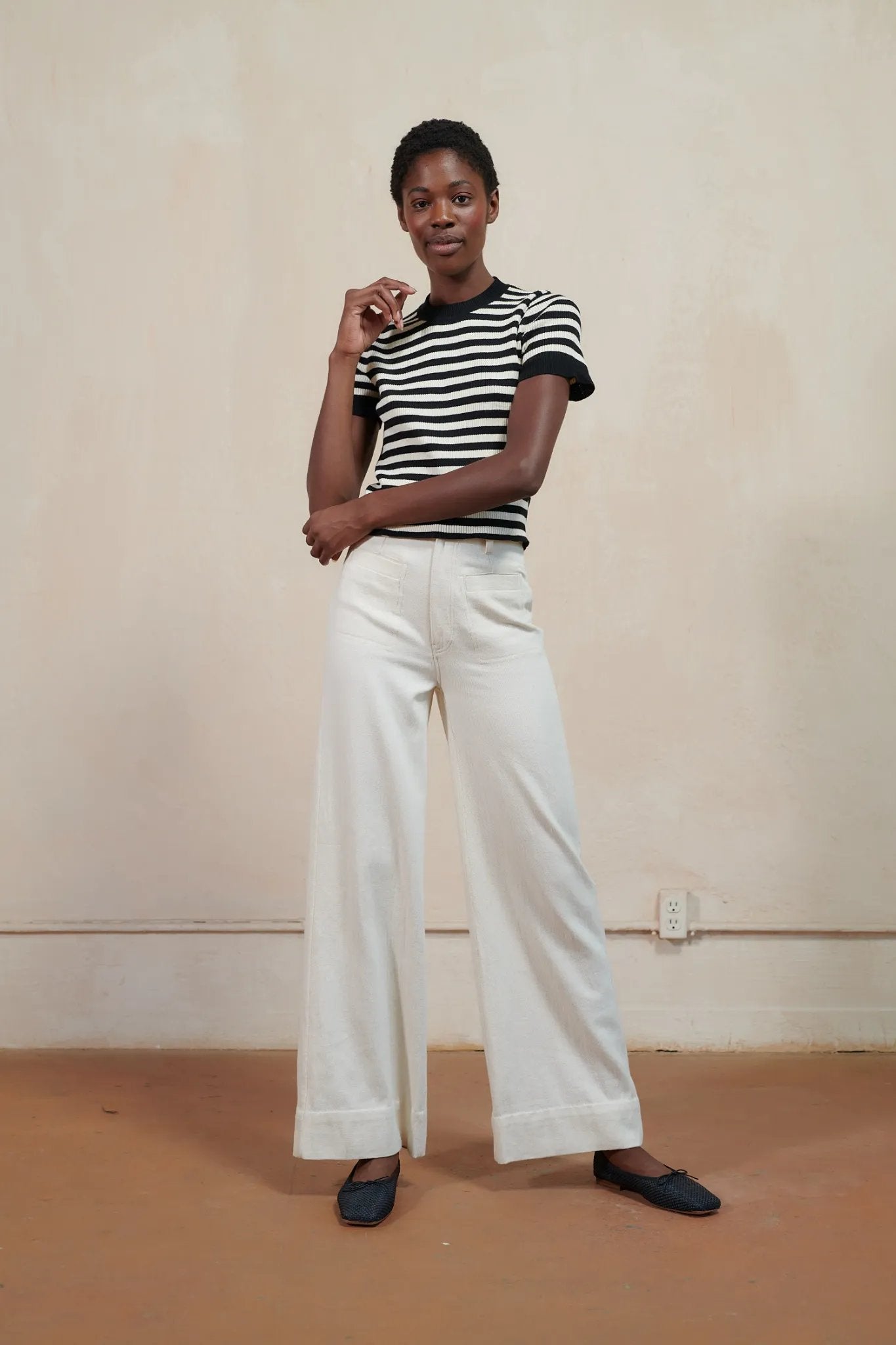 Jones Ribbed Tee| Stripe | Organic