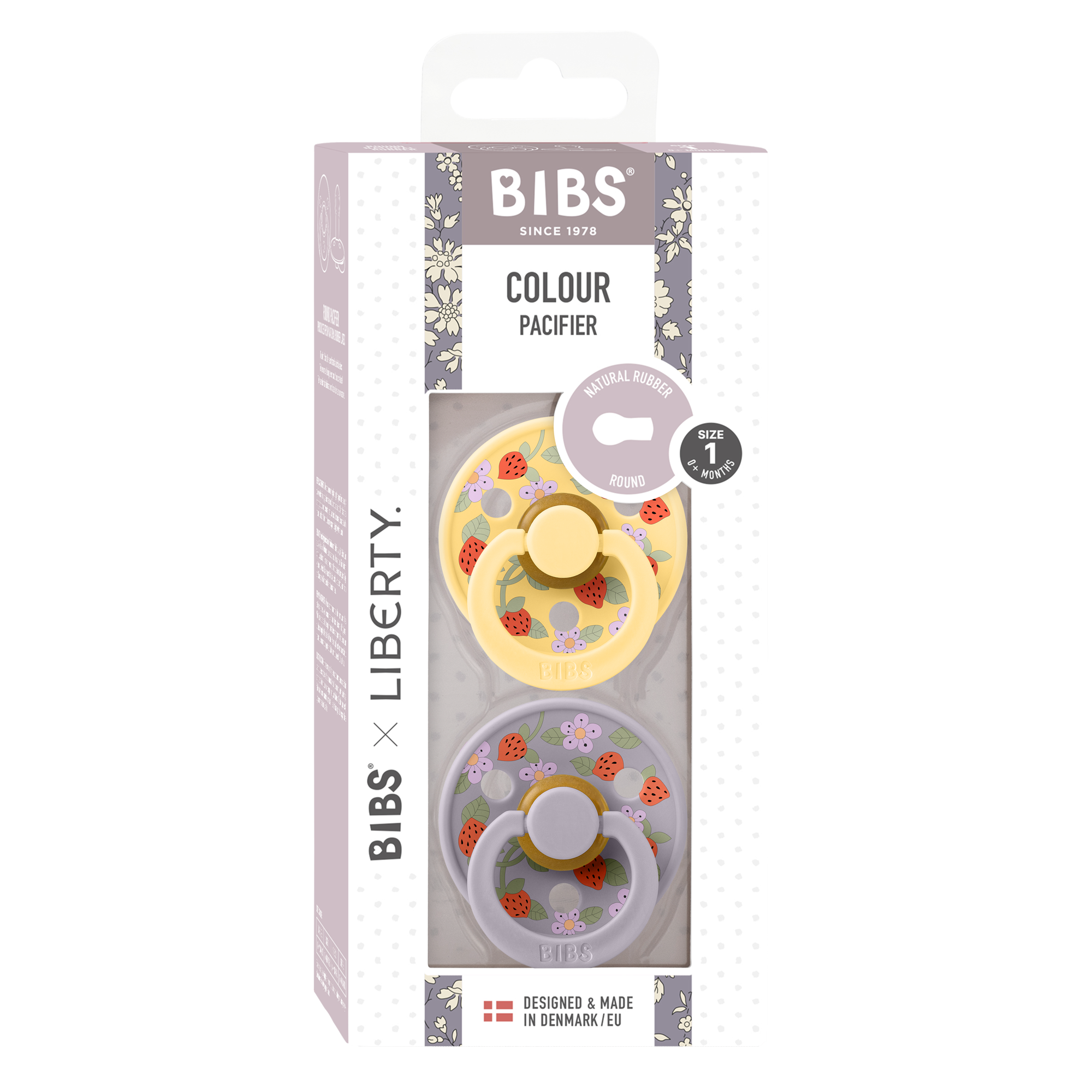 Bibs Pacifier x Liberty 2 Pack Strawberries and Cream - Pale Butter Mix
