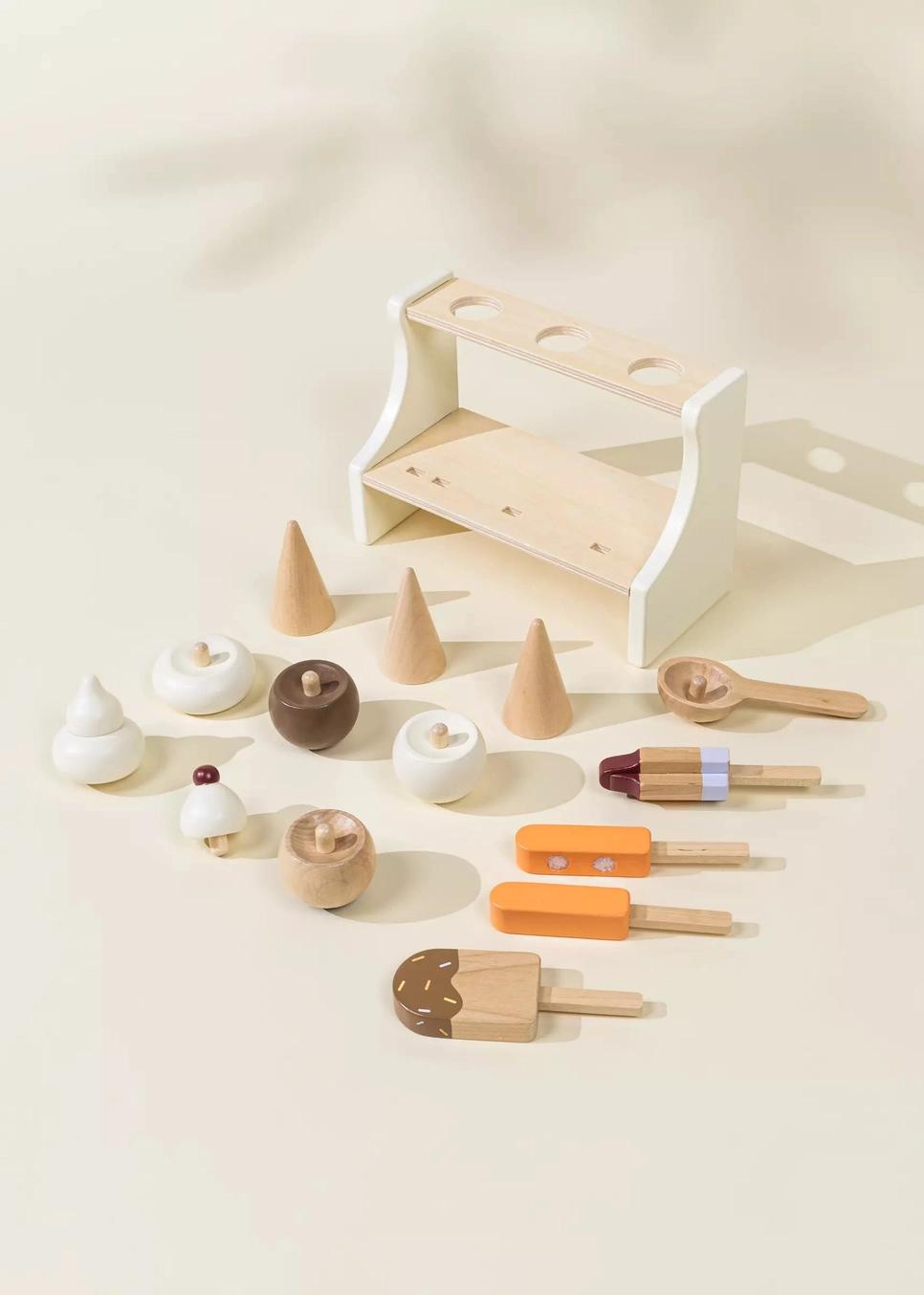 Wooden Ice Cream Stand and Accessories