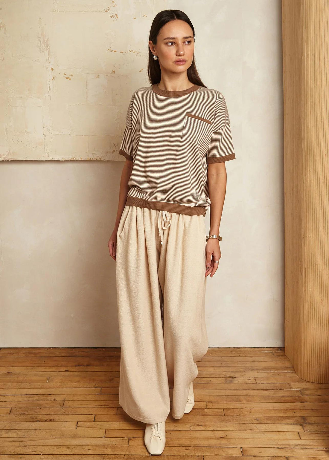 Misu Linen Wide Leg Pants Creme