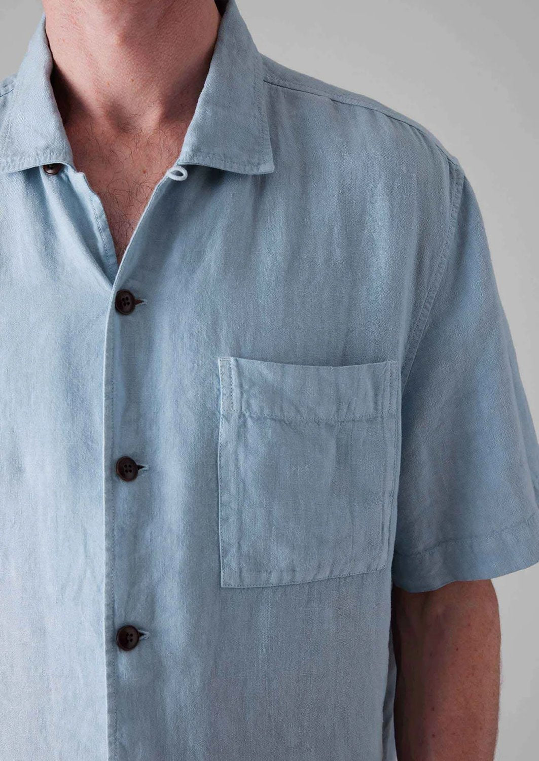 Linen Short Sleeve Shirt Dove Blue