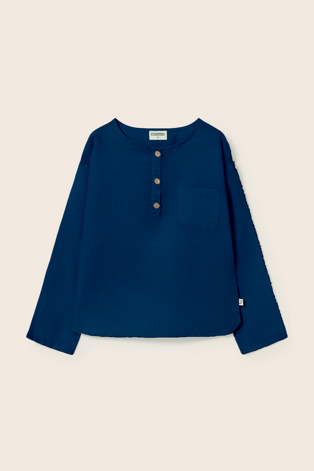 Cotton Linen Long Sleeves Shirt - Navy