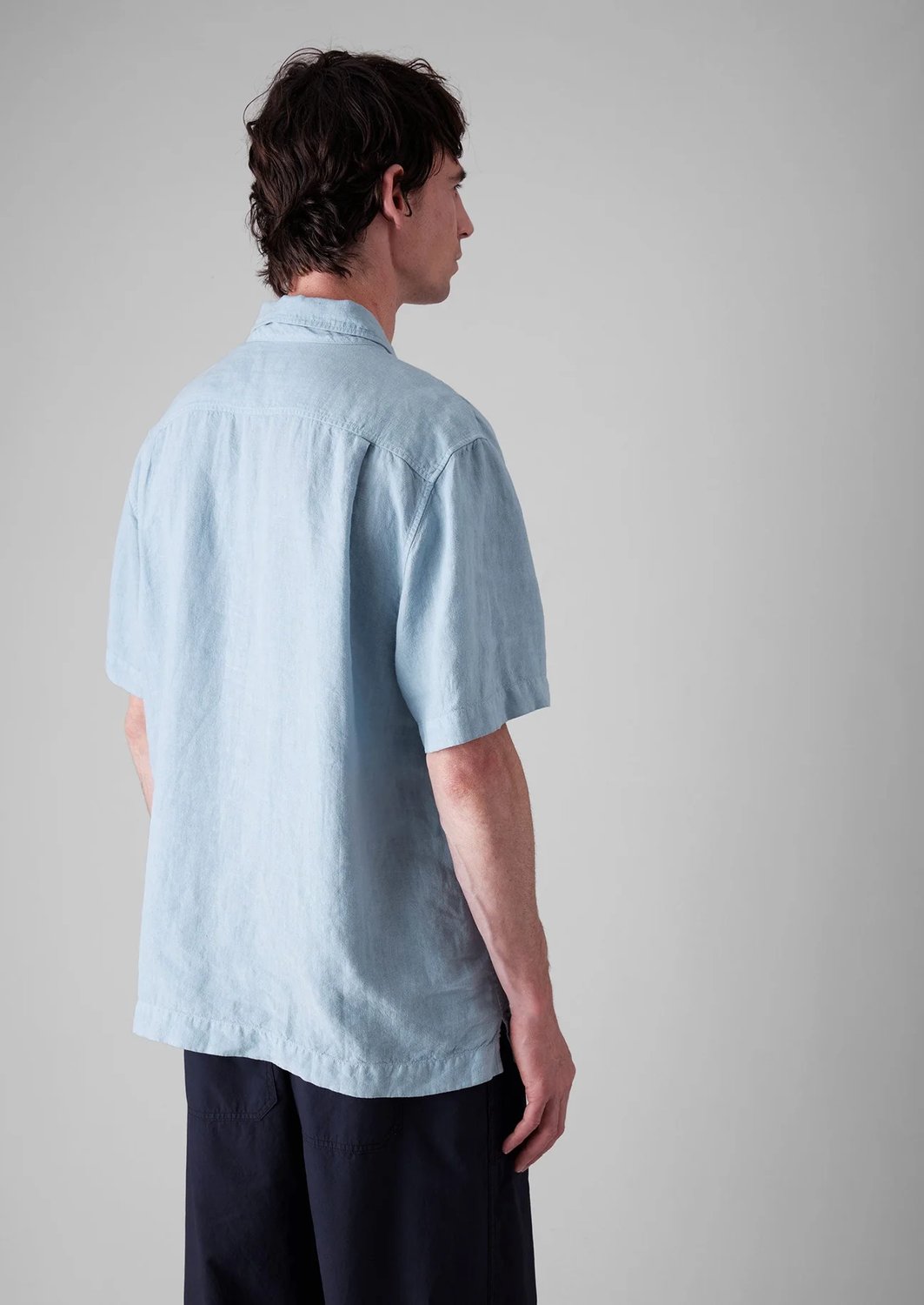 Linen Short Sleeve Shirt Dove Blue