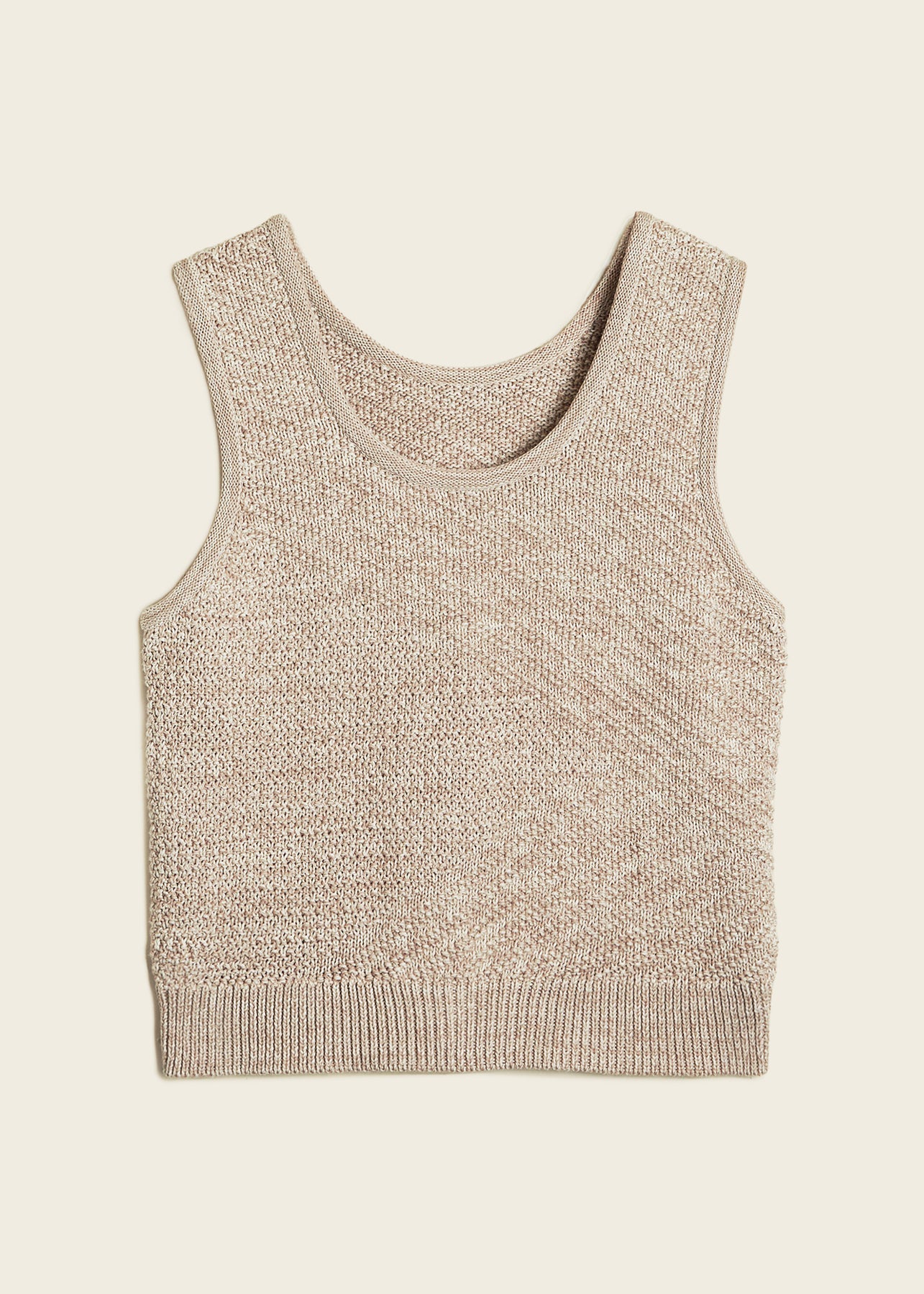 Angled Rib Crochet Vest Oat Marl