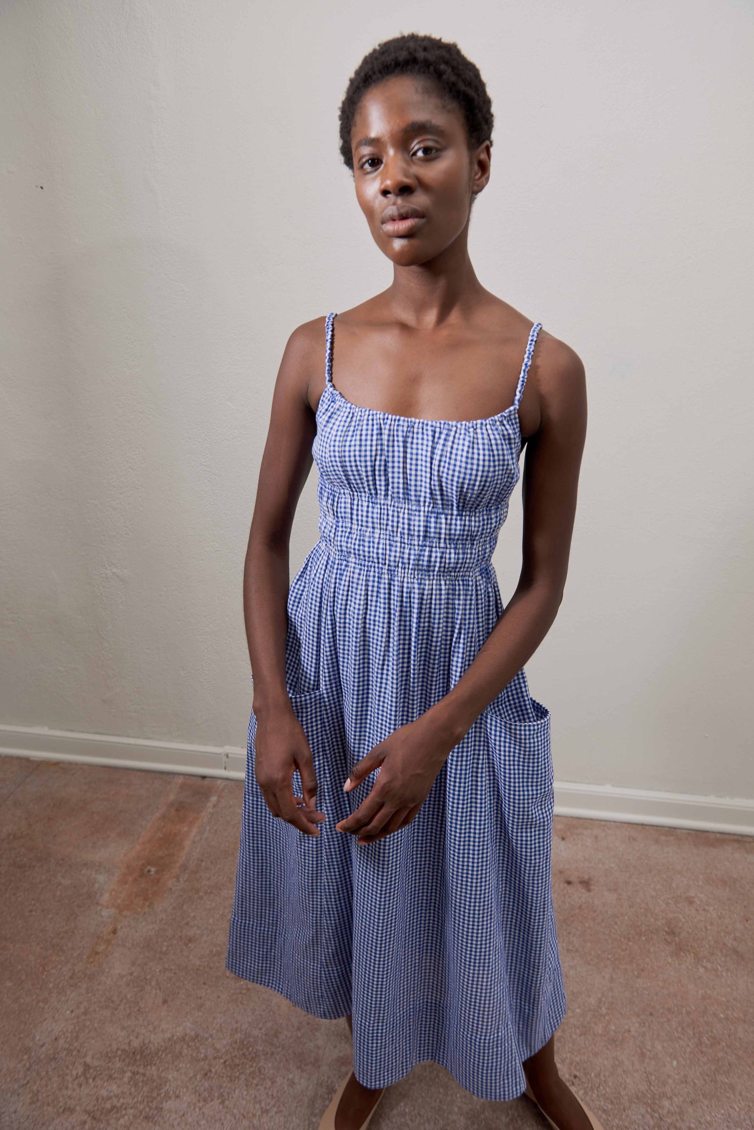 Matcha Dress | Indigo Gingham | Organic