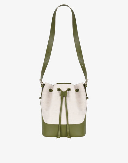 Canvas Cinch Bucket Bag Olive