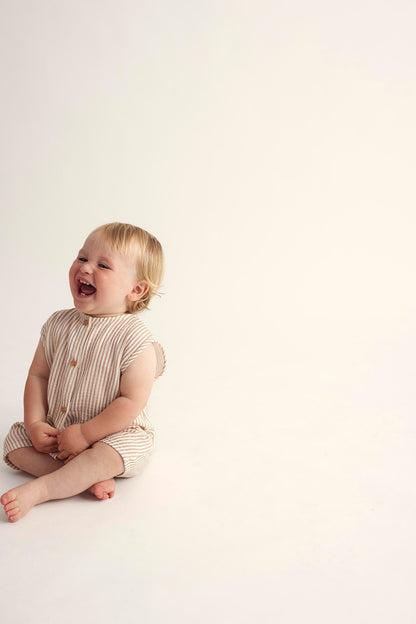 Striped Gauze Baby Jumpsuit