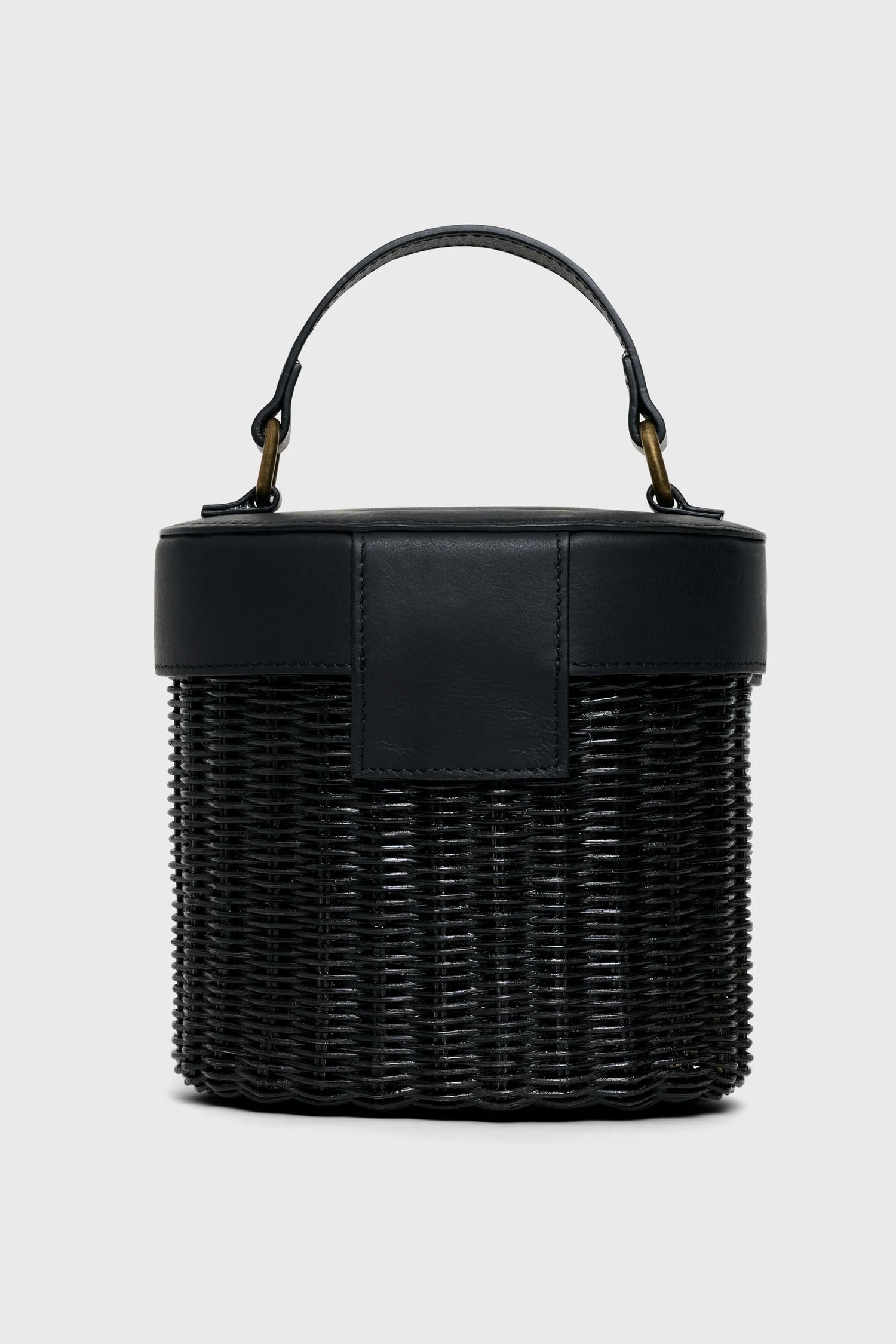 Sofie Wicker Bag - Black Wicker &amp; Black Italian Leather
