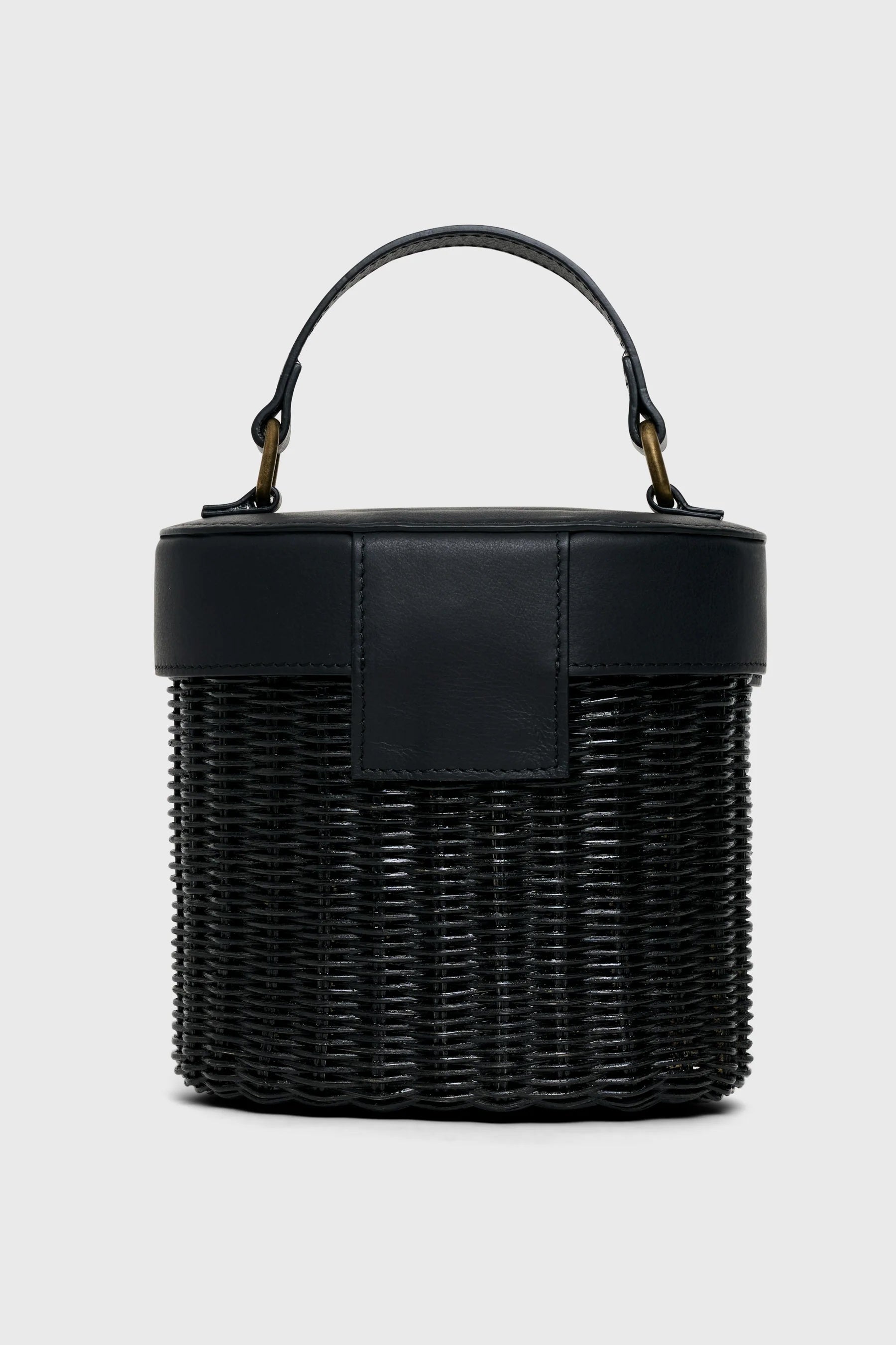 Sofie Wicker Bag - Black Wicker &amp; Black Italian Leather