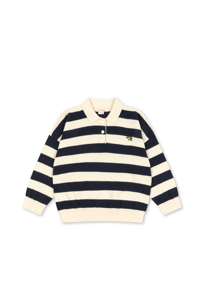 Manis Knit Baby Polo - Navy Stripe