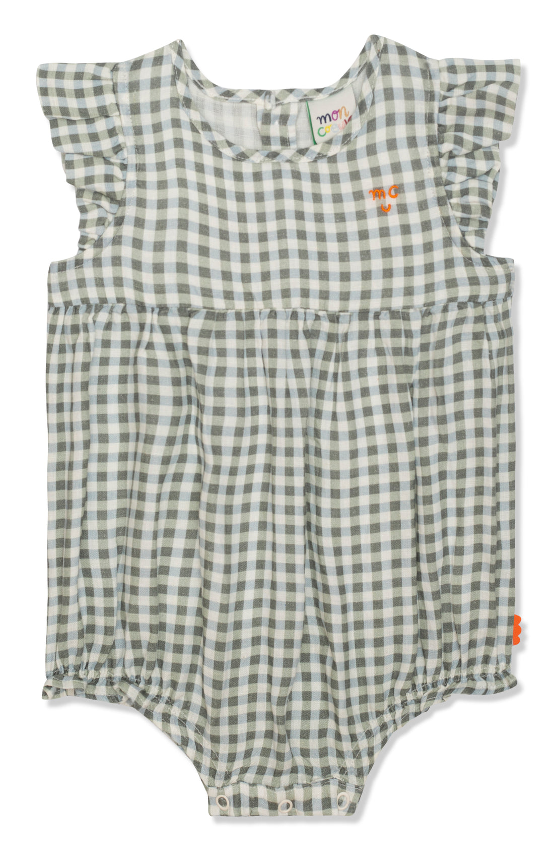 Gingham Flutter Baby Linen Romper