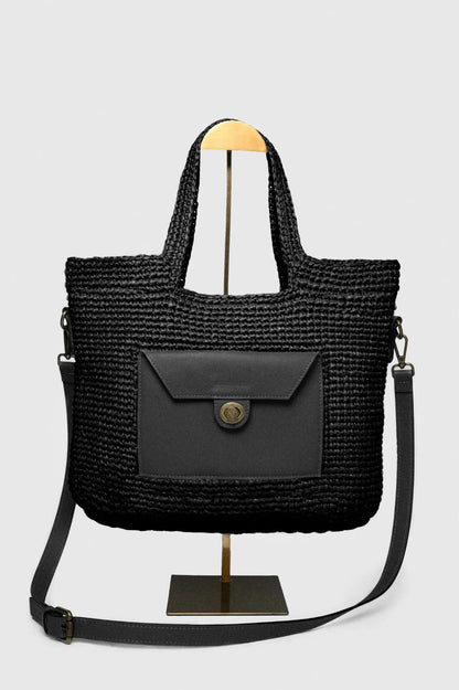 The LIDO Straw Tote Black