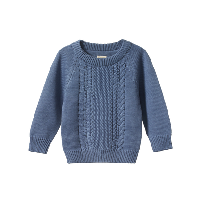 Billy Jumper - Dusky Blue Cable Knit
