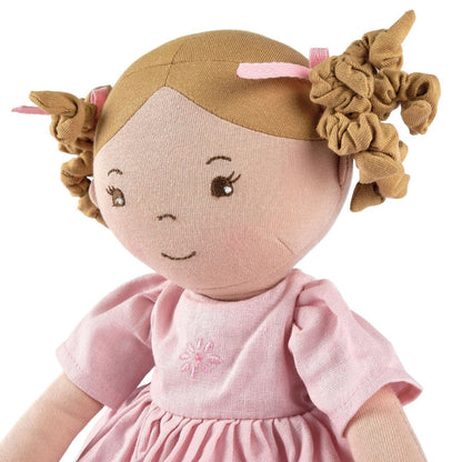 Amelia Lt. Brown Hair Doll in Pink Linen Dress