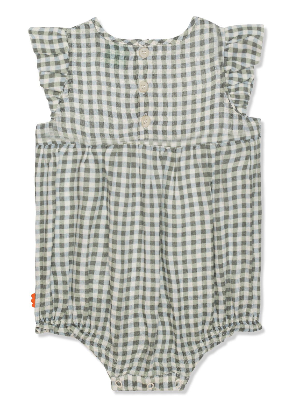 Gingham Flutter Baby Linen Romper