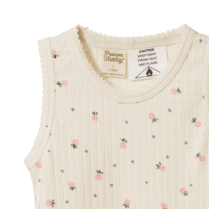 Pointelle Singlet Pyjama Set - Posey Blossom