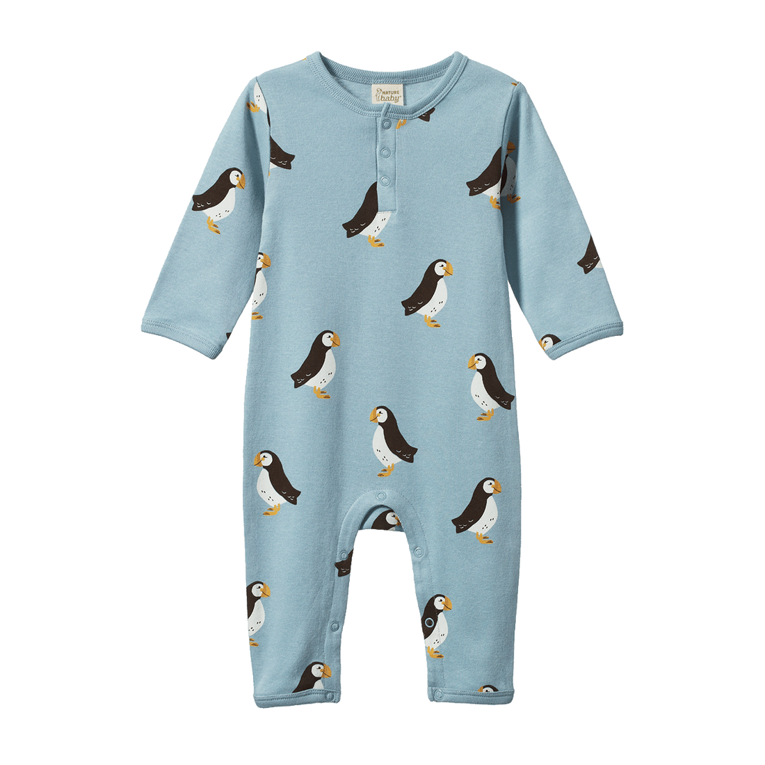 Henley Sleep Suit - Puffin Print