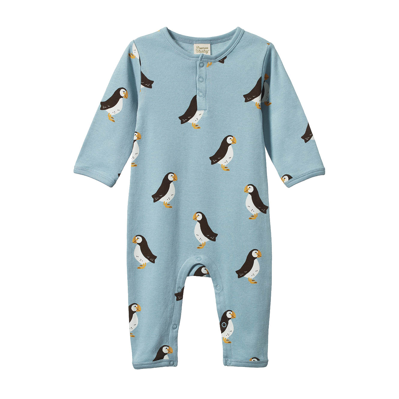 Henley Sleep Suit - Puffin Print