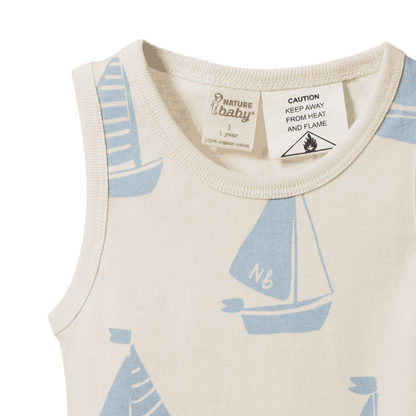 Singlet Pyjama Set - Regatta Blue Print