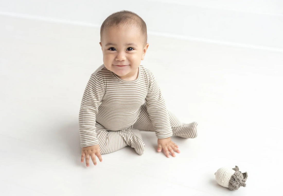 Petite Stripe Raglan Footie Earth Stripe