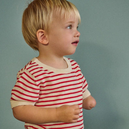 Knitted River Baby Tee Red Sailor Stripe