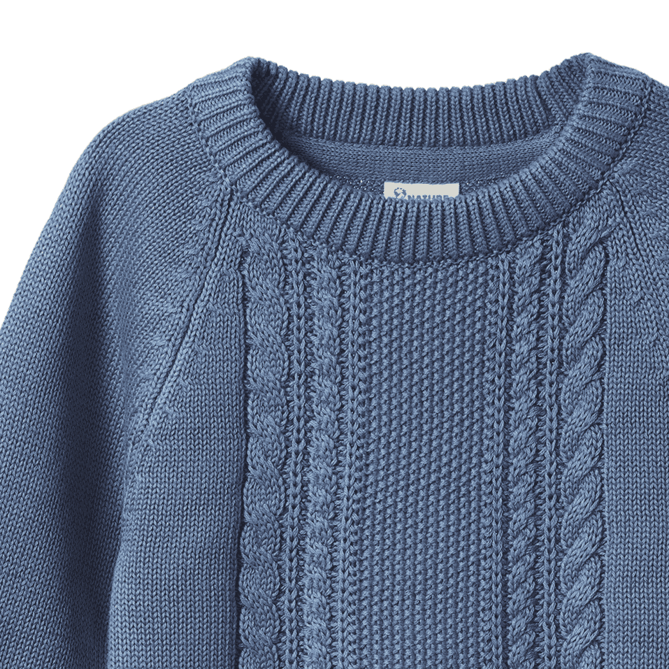 Billy Baby Jumper - Dusky Blue Cable Knit