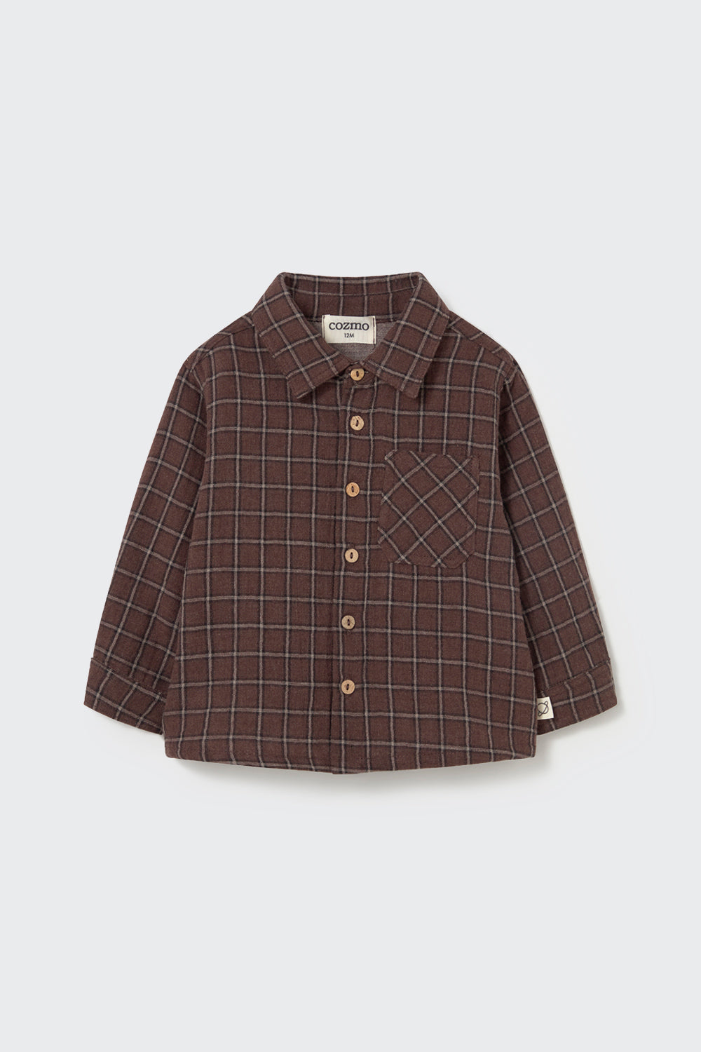 Plaid Check Baby Shirt - Brown
