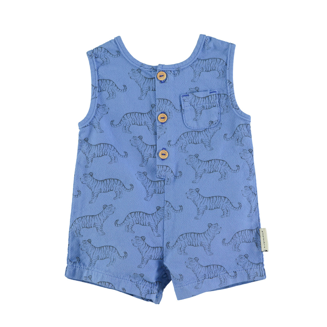 Baby Short Jumpsuit | Blue w/ Black Tigers