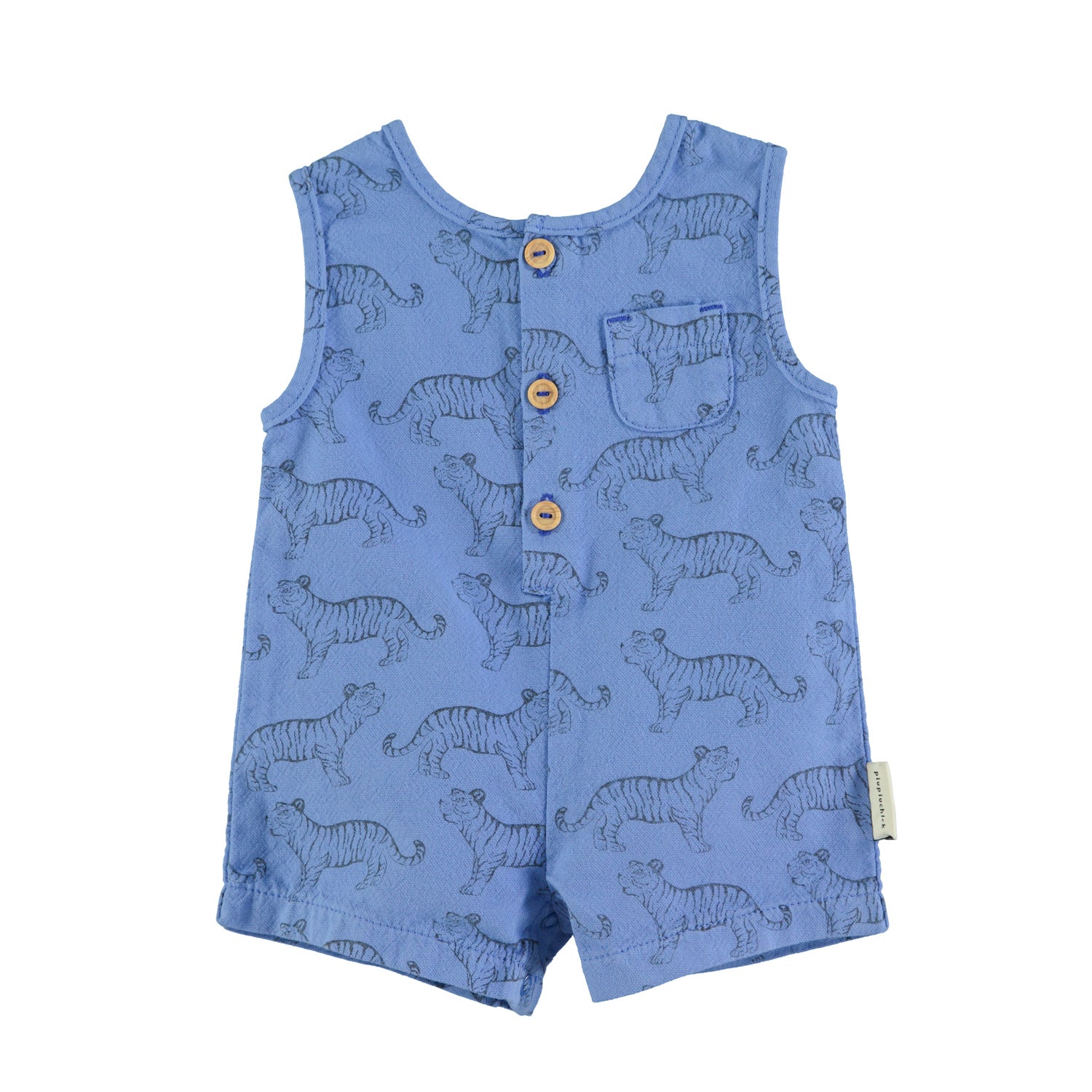 Baby Short Jumpsuit | Blue w/ Black Tigers
